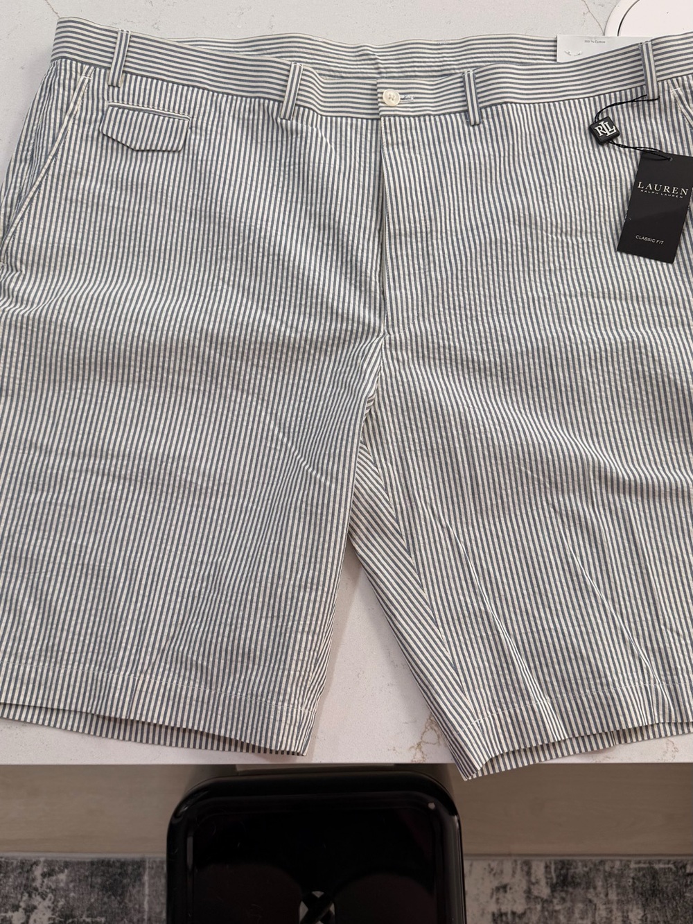 Lauren Ralph Lauren White and Navy Seersucker men’s Shorts